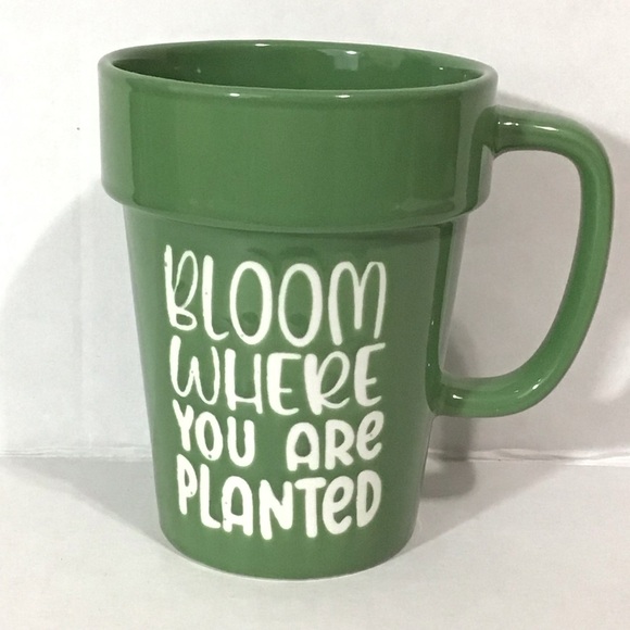 Other - Bloom Where You‎ Are Planted Green Ceramic Planter Mug 16 OZ Unused